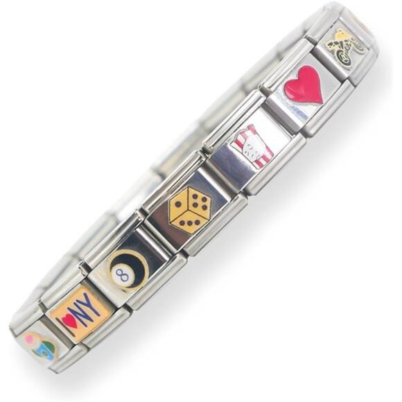 Italian Charm Bracelet Stainless Steel 18 Link Modular Adjustable Jewelry Gift - Picture 1 of 7